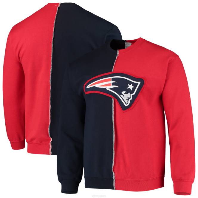 облекло Patriots Jersey refried apparel тъмносиньо/червен устойчив пуловер с разцепен център мъже T8TH700