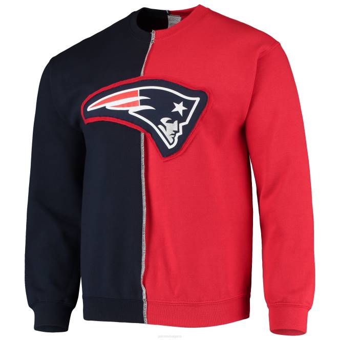 облекло Patriots Jersey refried apparel тъмносиньо/червен устойчив пуловер с разцепен център мъже T8TH700