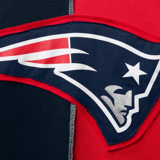 облекло Patriots Jersey refried apparel тъмносиньо/червен устойчив пуловер с разцепен център мъже T8TH700
