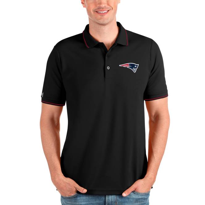 облекло Patriots Jersey Антигуа черно заможно поло мъже T8TH1385