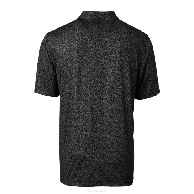 облекло Patriots Jersey cutter & buck черно еластично поло с микро флорални мотиви мъже T8TH1552