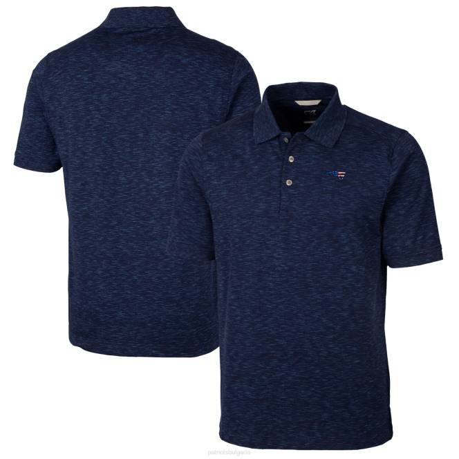 облекло Patriots Jersey cutter & buck синьо голямо и високо предимство tri-blend space dye polo мъже T8TH1432