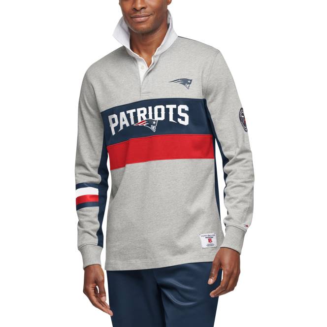 облекло Patriots Jersey tommy hilfiger сиво/тъмносиньо ръгби поло с дълъг ръкав мъже T8TH1337