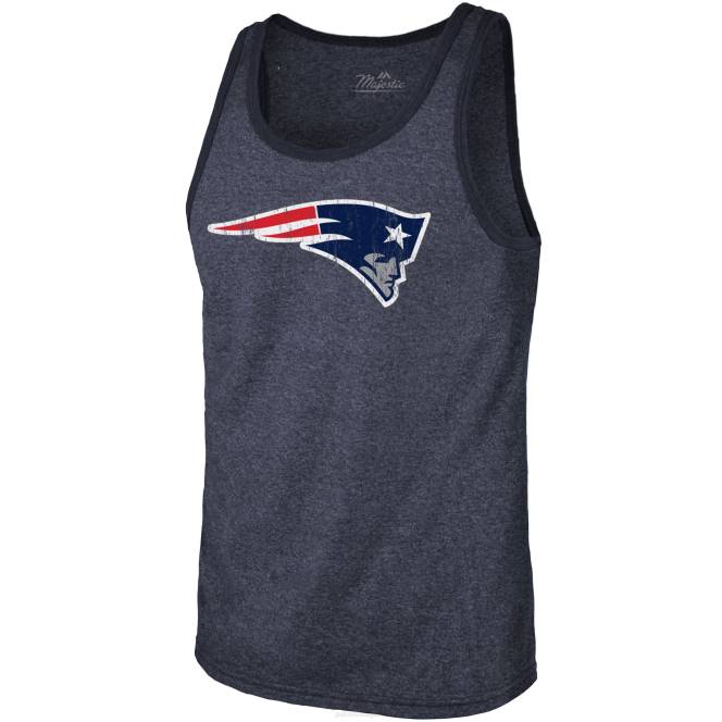 облекло Patriots Jersey величествени нишки mac jones heathered тъмносиньо име и номер потник от три смеси мъже T8TH2011