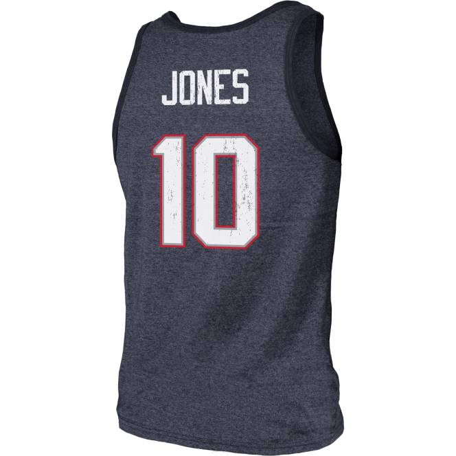 облекло Patriots Jersey величествени нишки mac jones heathered тъмносиньо име и номер потник от три смеси мъже T8TH2011
