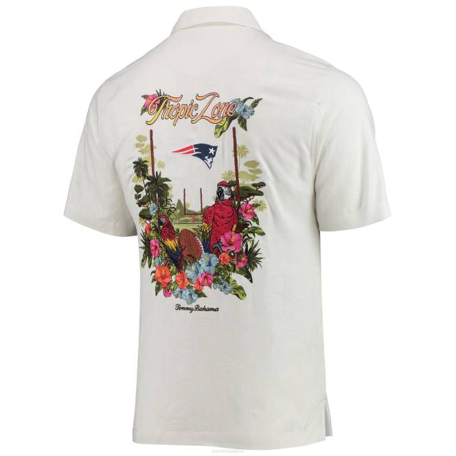облекло Patriots Jersey Tommy Bahama бяла риза с копчета в тропическа зона мъже T8TH1684