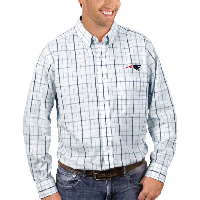 облекло Patriots Jersey antigua бяла/тъмносин риза с копчета с дълъг ръкав мъже T8TH1677