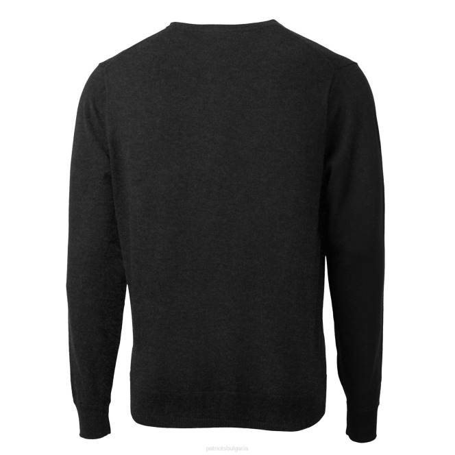 облекло Patriots Jersey cutter & buck черен пуловер с лого Lakemont tri-blend голям и висок пуловер с v-образно деколте мъже T8TH1661