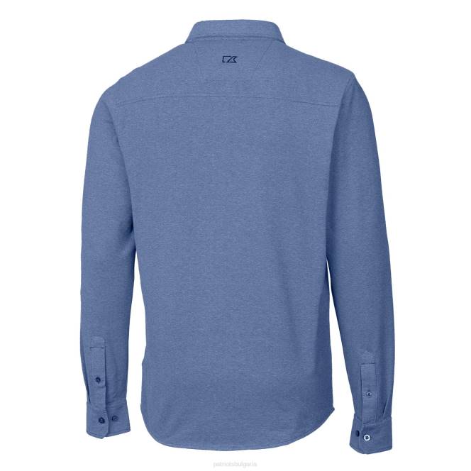 облекло Patriots Jersey cutter & buck blue advantage tri-blend пике риза с дълъг ръкав и копчета мъже T8TH1668