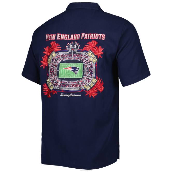 облекло Patriots Jersey tommy bahama тъмносиня горна част на вашата лагерна риза с копчета мъже T8TH1638