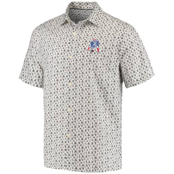 облекло Patriots Jersey tommy bahama бяла baja mar връщаща назад тъкана риза с копчета мъже T8TH1678