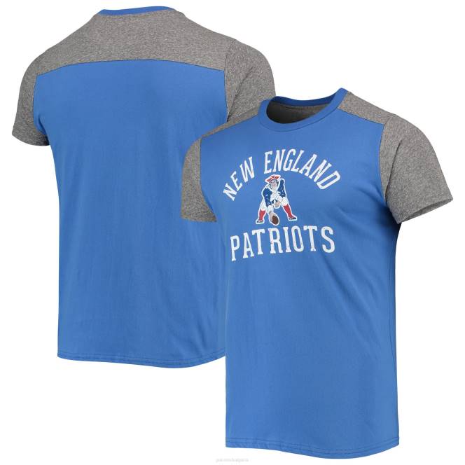 облекло Patriots Jersey Величествени конци Royal/Heathered Grey Gridiron Classics Филдгол Slub тениска мъже T8TH1899