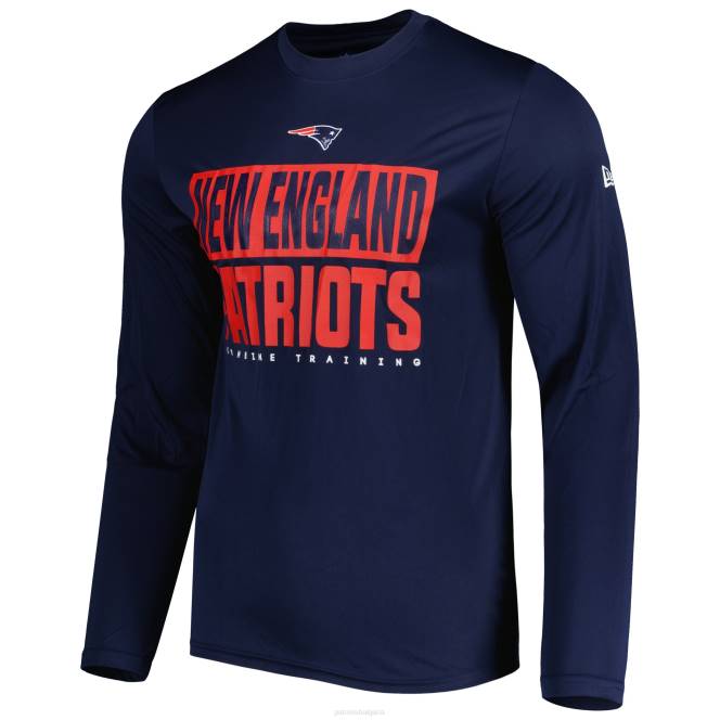 облекло Patriots Jersey нова ера тениска с дълъг ръкав в синьо комбиниране на автентични засади мъже T8TH1884