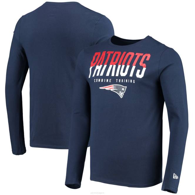 облекло Patriots Jersey автентична тениска с дълги ръкави с разделени линии от нова ера в синьо мъже T8TH2040