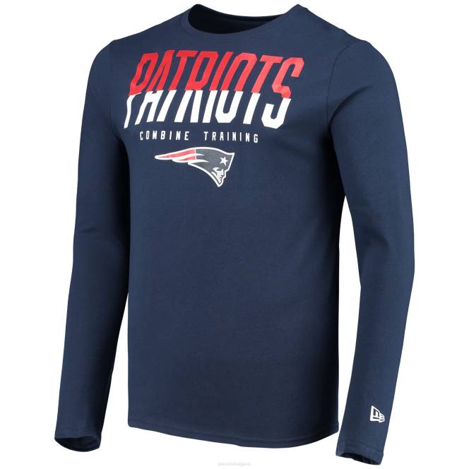 облекло Patriots Jersey автентична тениска с дълги ръкави с разделени линии от нова ера в синьо мъже T8TH2040