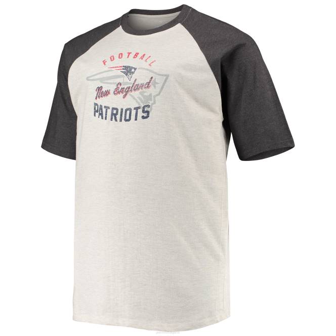 облекло Patriots Jersey голяма и висока тениска тип реглан с овесени ядки/точен въглен мъже T8TH2059
