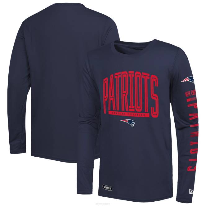 облекло Patriots Jersey автентична тениска с дълъг ръкав за домашен стадион от нова ера в синьо мъже T8TH2063