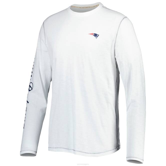 облекло Patriots Jersey Tommy Bahama бяла тениска с дълги ръкави с връзки мъже T8TH1881