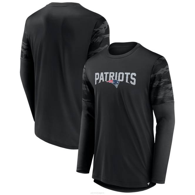 облекло Patriots Jersey тениска с дълъг ръкав с черен квадрат с марка fanatics мъже T8TH1850