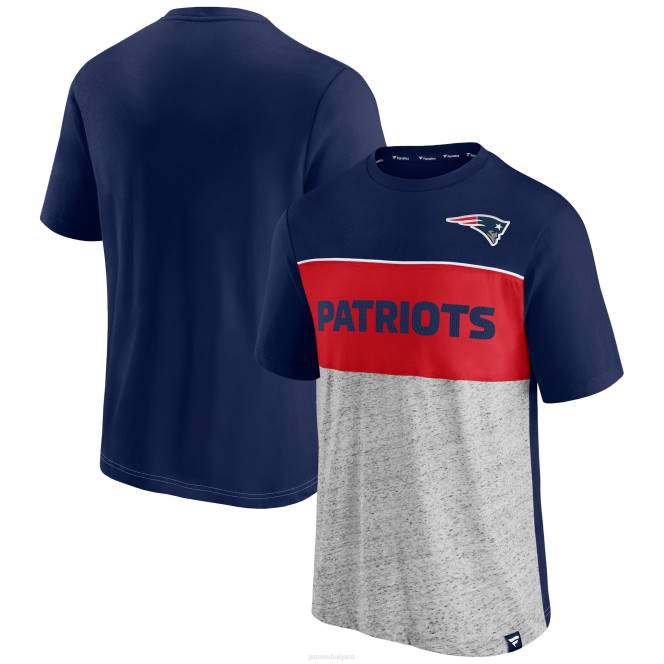 облекло Patriots Jersey тениска с тъмно синя марка fanatics/сиво с цветен блок мъже T8TH1914