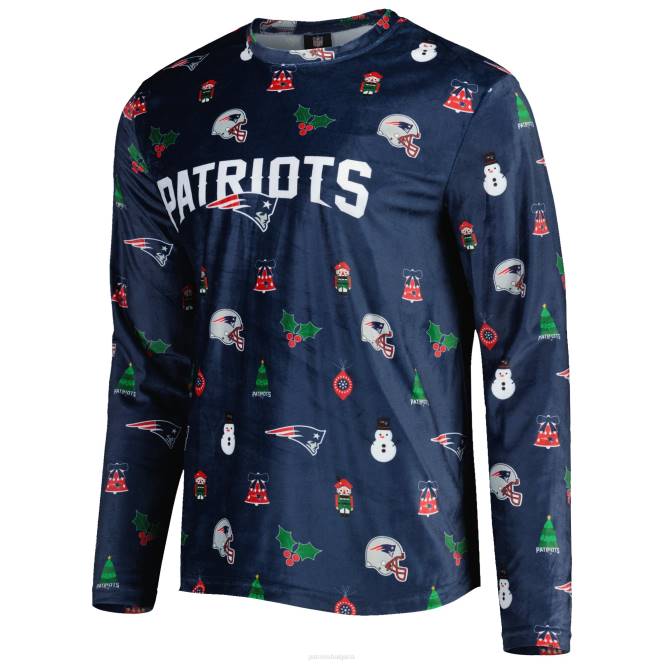 облекло Patriots Jersey foco синя празнична повторна тениска с дълъг ръкав мъже T8TH1656