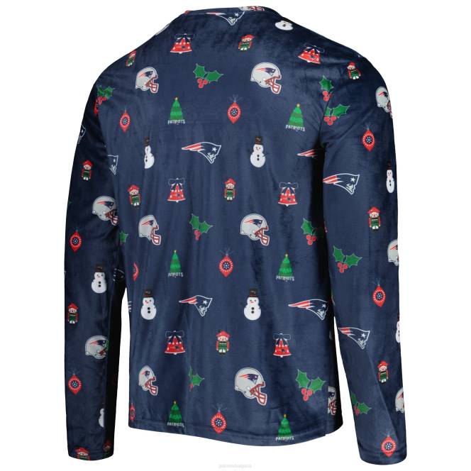 облекло Patriots Jersey foco синя празнична повторна тениска с дълъг ръкав мъже T8TH1656