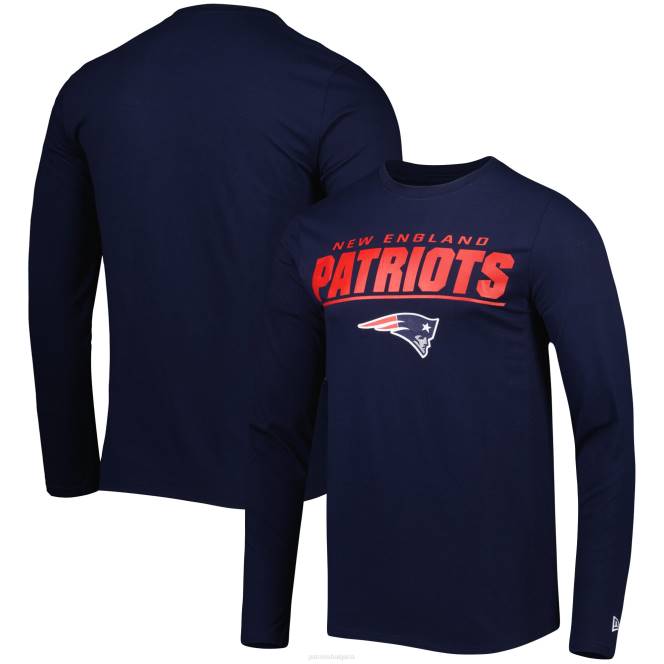 облекло Patriots Jersey new era военноморски екип комбинира автентична декларирана вталена тениска с дълъг ръкав мъже T8TH2034