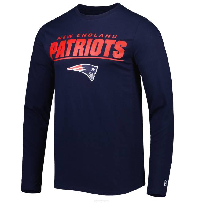 облекло Patriots Jersey new era военноморски екип комбинира автентична декларирана вталена тениска с дълъг ръкав мъже T8TH2034