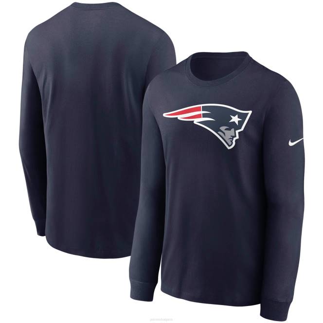 облекло Patriots Jersey Тениска с дълъг ръкав с тъмно синьо лого на nike мъже T8TH1867