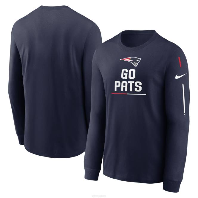 облекло Patriots Jersey тениска с дълъг ръкав с лозунг на флота на nike мъже T8TH1883