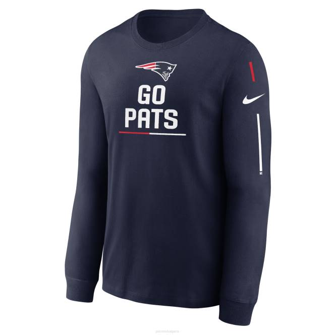 облекло Patriots Jersey тениска с дълъг ръкав с лозунг на флота на nike мъже T8TH1883