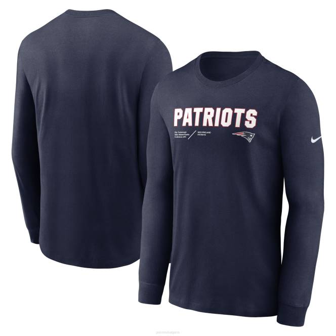 облекло Patriots Jersey nike тениска с дълъг ръкав със странична инфографика със заключване мъже T8TH1908