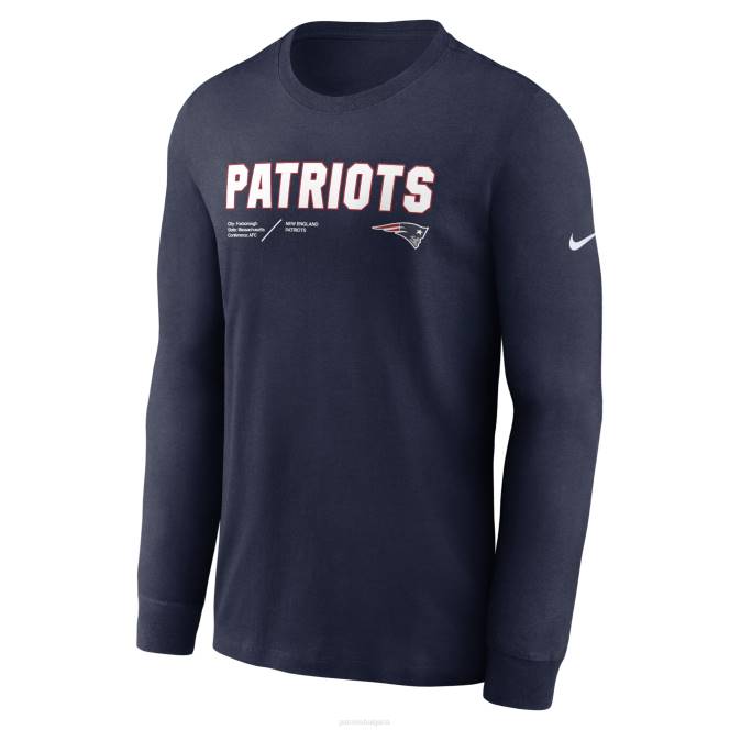 облекло Patriots Jersey nike тениска с дълъг ръкав със странична инфографика със заключване мъже T8TH1908