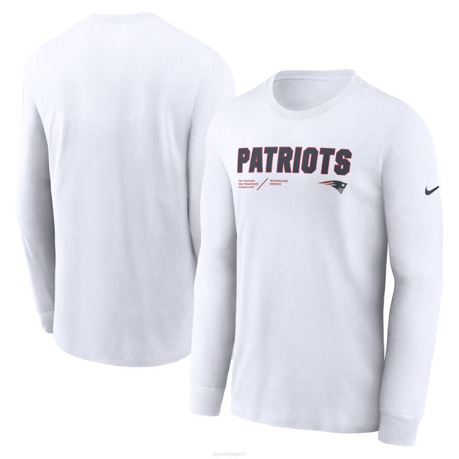 облекло Patriots Jersey Тениска с дълъг ръкав nike бяла странична инфографика със заключване мъже T8TH1917