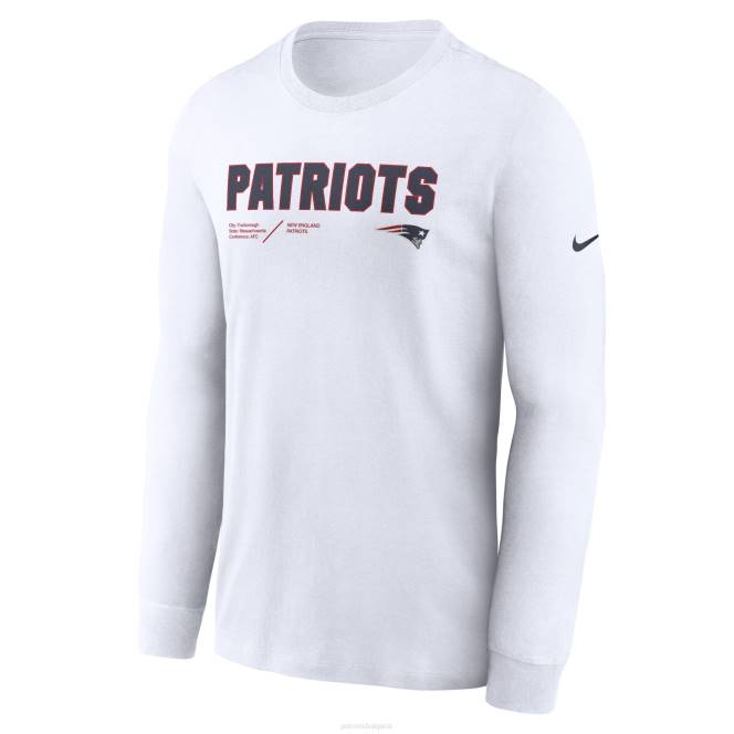облекло Patriots Jersey Тениска с дълъг ръкав nike бяла странична инфографика със заключване мъже T8TH1917