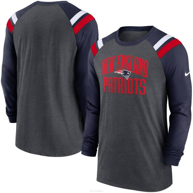облекло Patriots Jersey Атлетична модна тениска с дълъг ръкав nike heathered charcoal/navy tri-blend raglan мъже T8TH1903