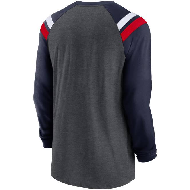 облекло Patriots Jersey Атлетична модна тениска с дълъг ръкав nike heathered charcoal/navy tri-blend raglan мъже T8TH1903