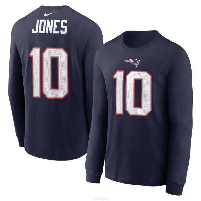 облекло Patriots Jersey тениска с дълъг ръкав nike mac jones navy player име и номер мъже T8TH2058