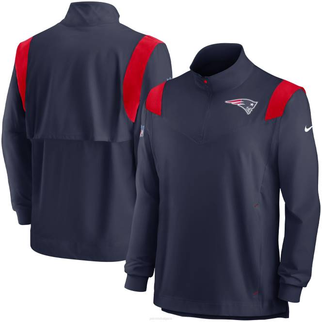 облекло Patriots Jersey nike navy sideline coach chevron lockup четвърт цип горнище с дълъг ръкав мъже T8TH1842