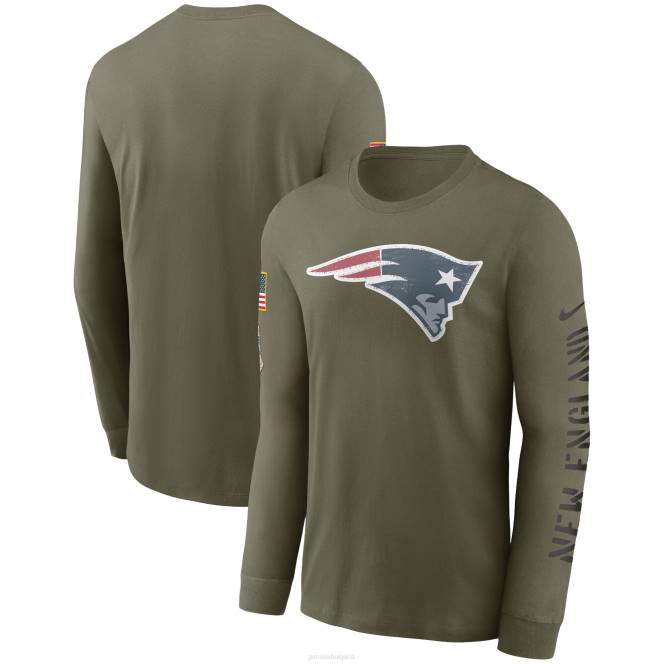 облекло Patriots Jersey тениска с дълъг ръкав nike olive 2022 salute to service мъже T8TH1793