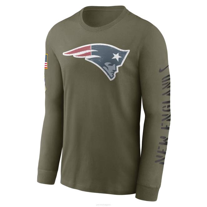 облекло Patriots Jersey тениска с дълъг ръкав nike olive 2022 salute to service мъже T8TH1793