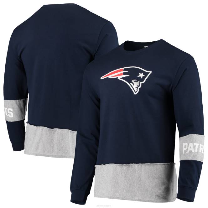 облекло Patriots Jersey refried apparel тъмносиньо/сиво устойчива тениска с дълъг ръкав с преработен ъгъл мъже T8TH2055