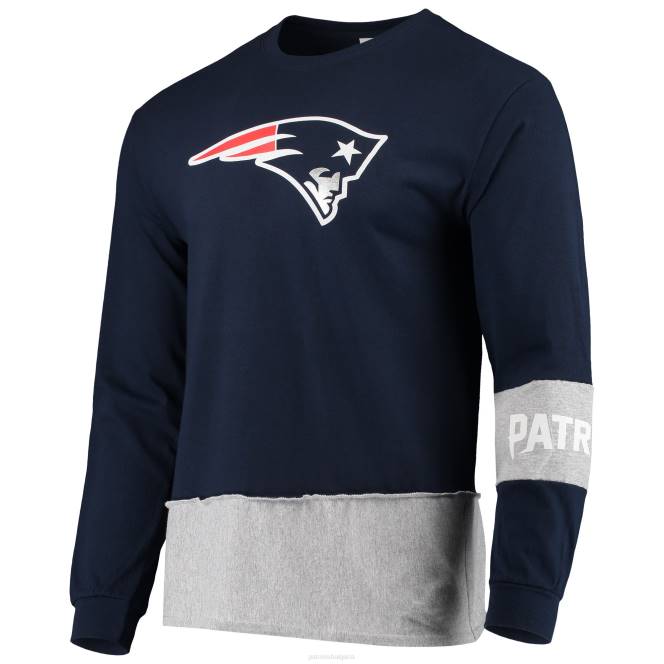 облекло Patriots Jersey refried apparel тъмносиньо/сиво устойчива тениска с дълъг ръкав с преработен ъгъл мъже T8TH2055
