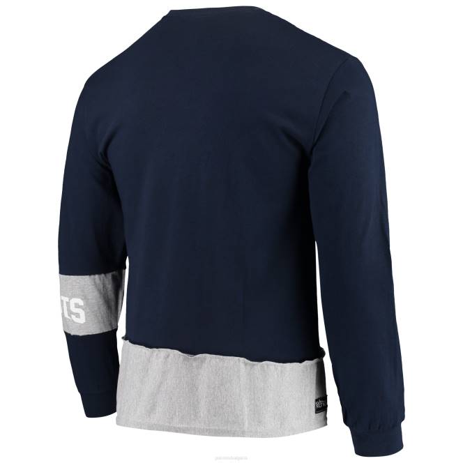 облекло Patriots Jersey refried apparel тъмносиньо/сиво устойчива тениска с дълъг ръкав с преработен ъгъл мъже T8TH2055