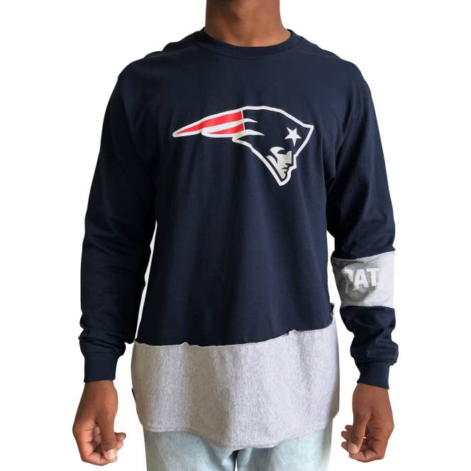 облекло Patriots Jersey refried apparel тъмносиньо/сиво устойчива тениска с дълъг ръкав с преработен ъгъл мъже T8TH2055