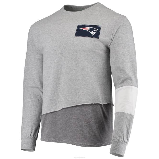 облекло Patriots Jersey refried apparel тениска с дълги ръкави с устойчив ъгъл на хедър сиво мъже T8TH2060