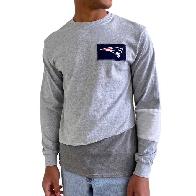 облекло Patriots Jersey refried apparel тениска с дълги ръкави с устойчив ъгъл на хедър сиво мъже T8TH2060