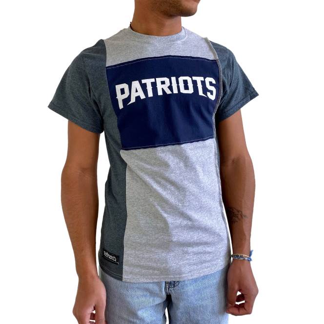 облекло Patriots Jersey refried apparel хедър сива устойчива тениска с разделени части мъже T8TH2061