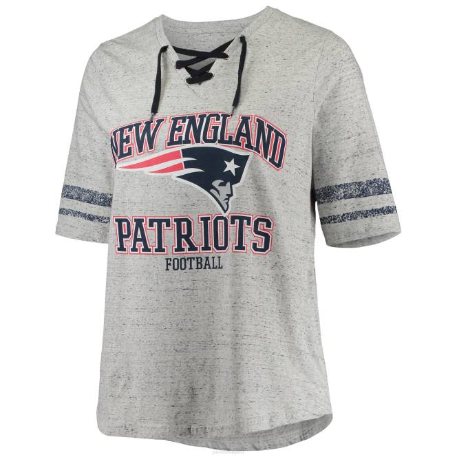 облекло Patriots Jersey Тениска с v-образно деколте и широк размер на Mac Jones Heathered Grey мъже T8TH2784