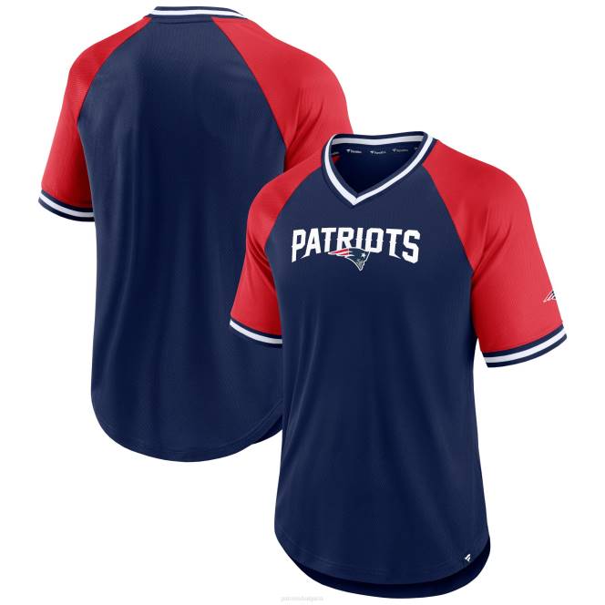 облекло Patriots Jersey тениска с реглан с v-образно деколте с марка fanatics тъмносин/червен втори вятър мъже T8TH1858